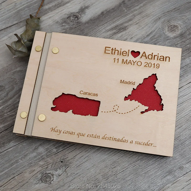 Custom Star Map - Kaart gegraveerd bruiloftsgastenboek, op maat gemaakt