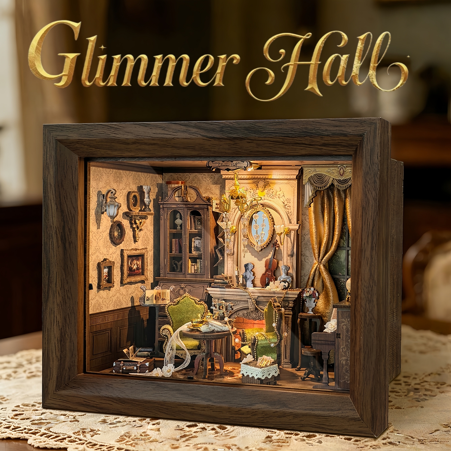 Engraved Wood Frame - DIY Houten Glimmer Hall Fotolijst Miniatuur