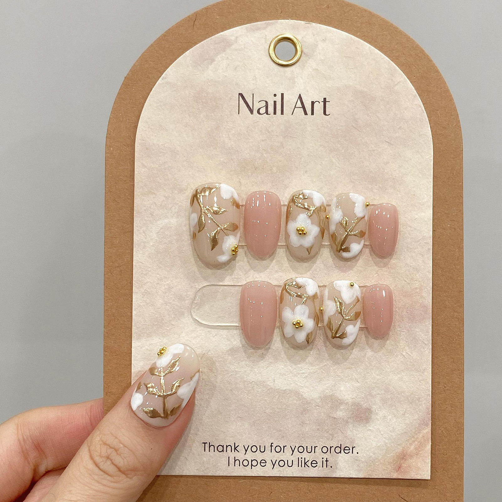 Pressed Flower Art - Handgemaakte Pers Op Nagels Met Witte