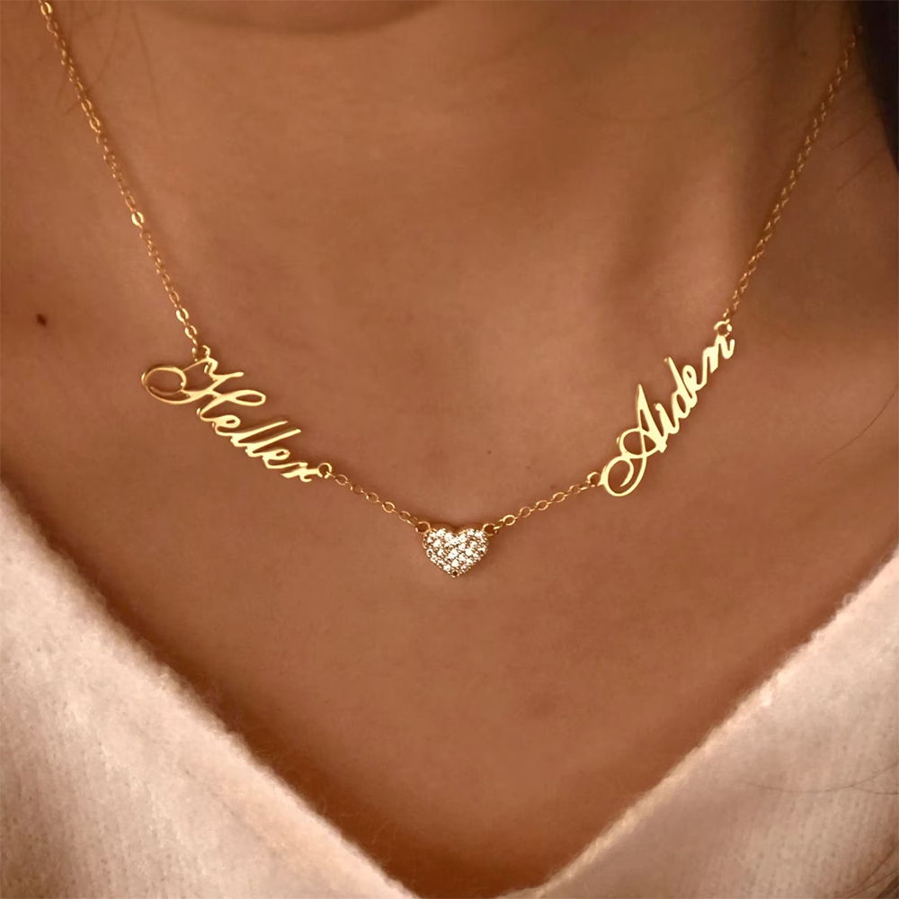 Name Necklace Custom - Aangepaste twee naam ketting voor vrouwen