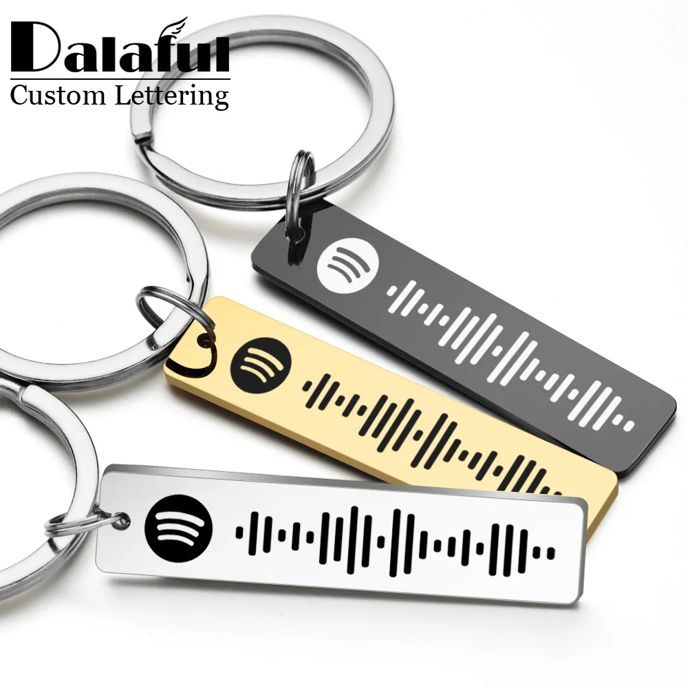 Initial Ring Custom - Gepersonaliseerde Spotify Code sleutelhanger gegraveerde naam