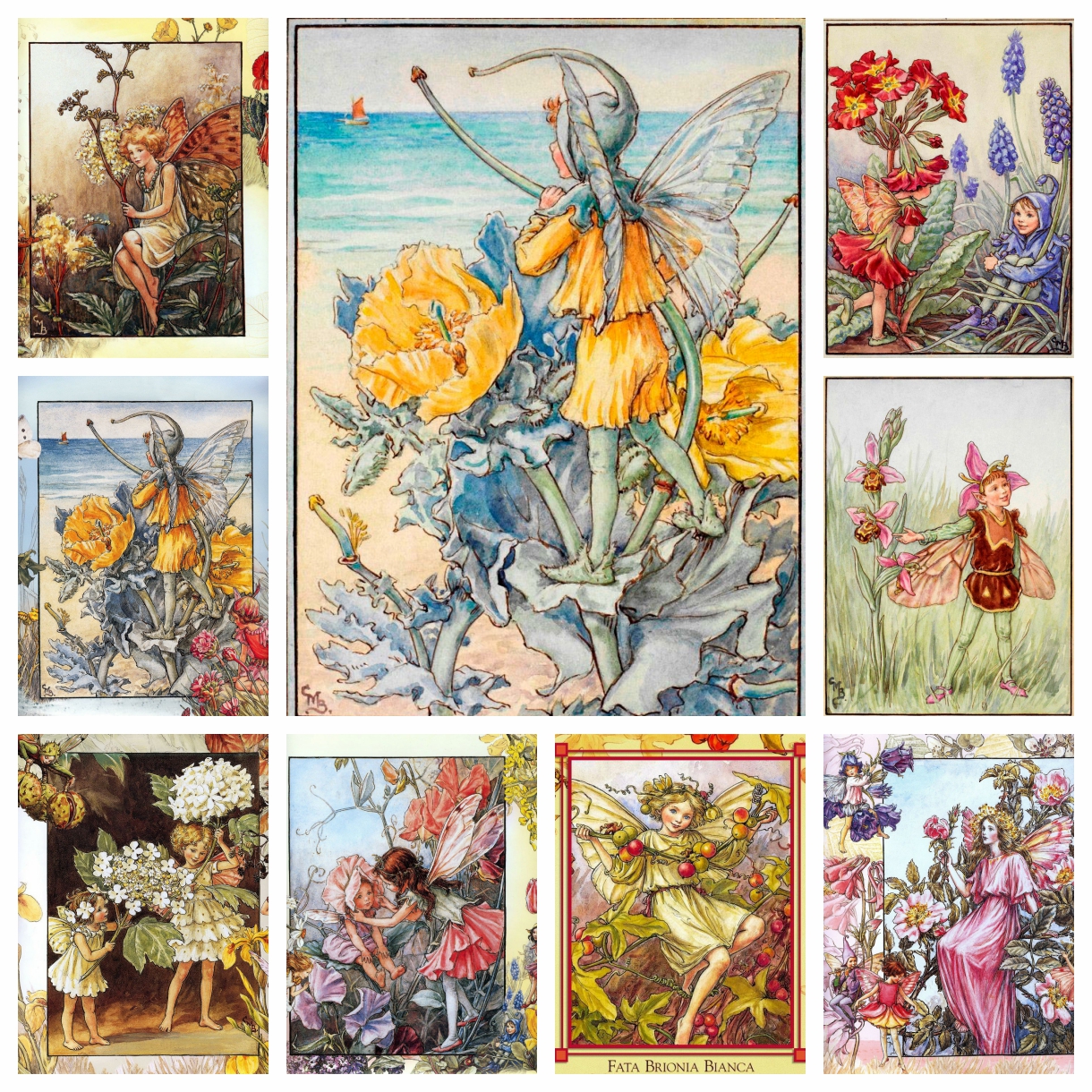 Photo Mosaic Print - Cicely Mary Barker Kunstwerk Bloemenmeisje Vlinder