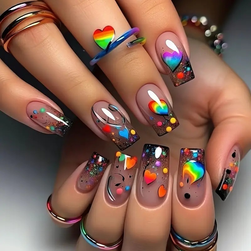 Pressed Flower Art - 24 stks/set Middellange vierkante nepnagels voor