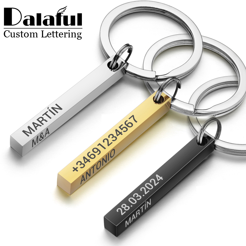 Initial Ring Custom - Rvs Gepersonaliseerde Sleutelhangers 3D Bar Sleutelhangers