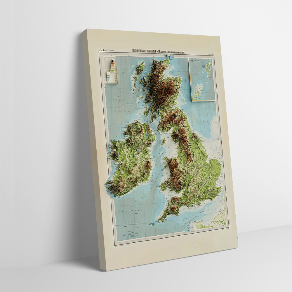 Custom Map Poster - 3D reliëfkaart van 1922 Britse eilanden