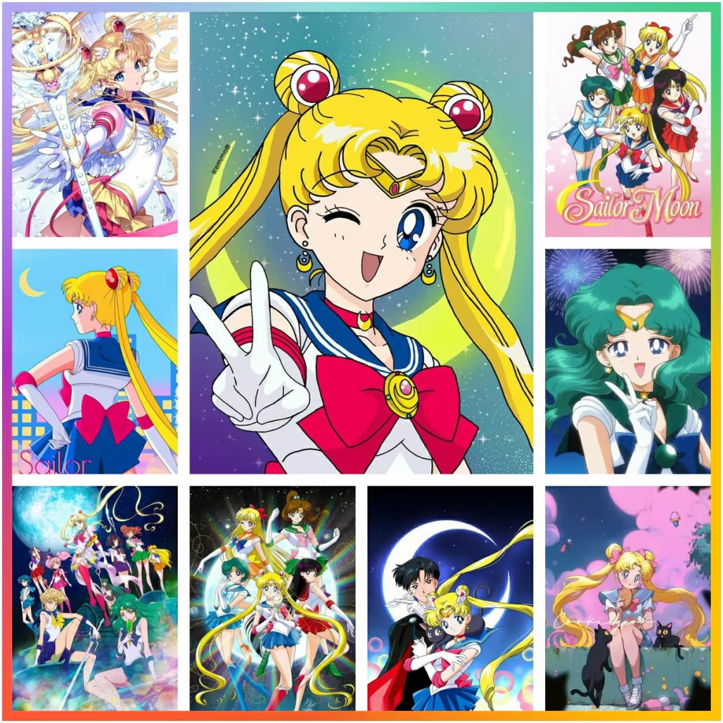 Photo Mosaic Print - Diamantschilderij Klassiek Japans anime-personage - Sailor