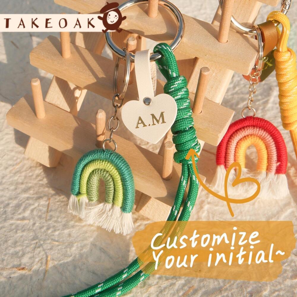 Monogram Keychain Leather - Op maat gemaakte lederen hartvormige sleutelhanger