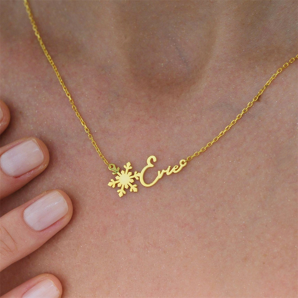 Birth Flower Necklace - Aangepaste eenvoudige naam ketting roestvrij staal