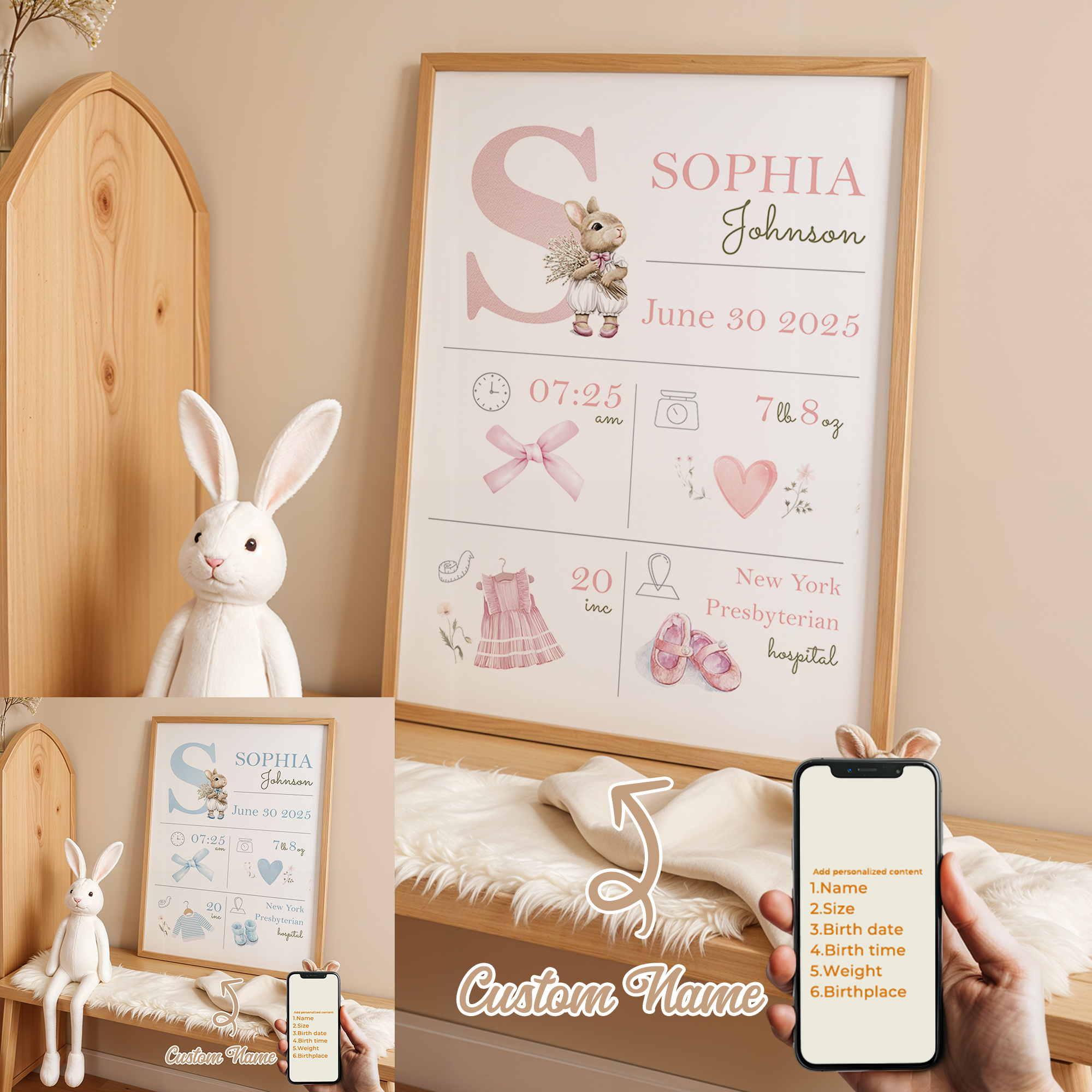 Personalized Name Box - Gepersonaliseerde aangepaste naam cartoon kind geboorte