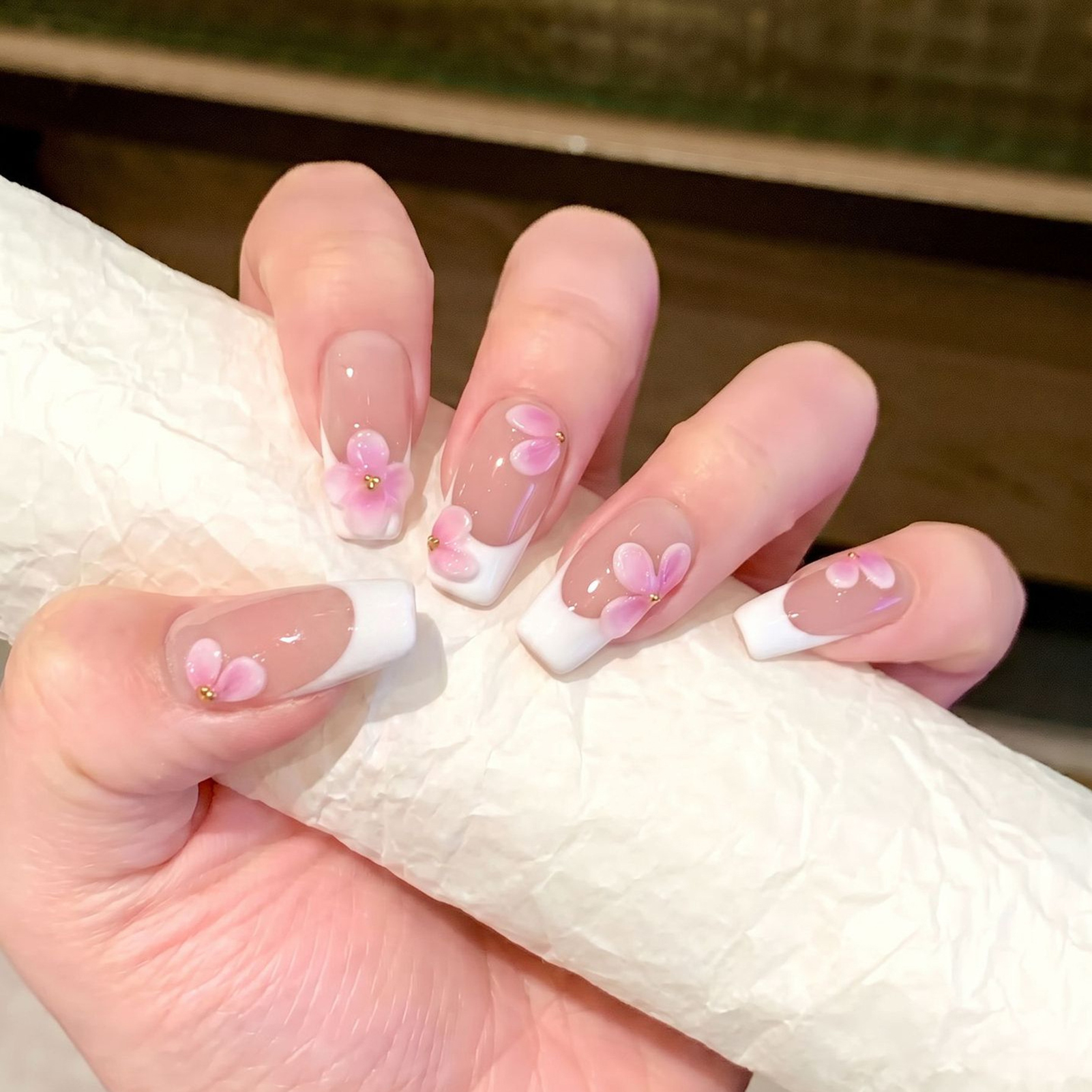 Pressed Flower Art - 10 stuks witte Franse stijl tips