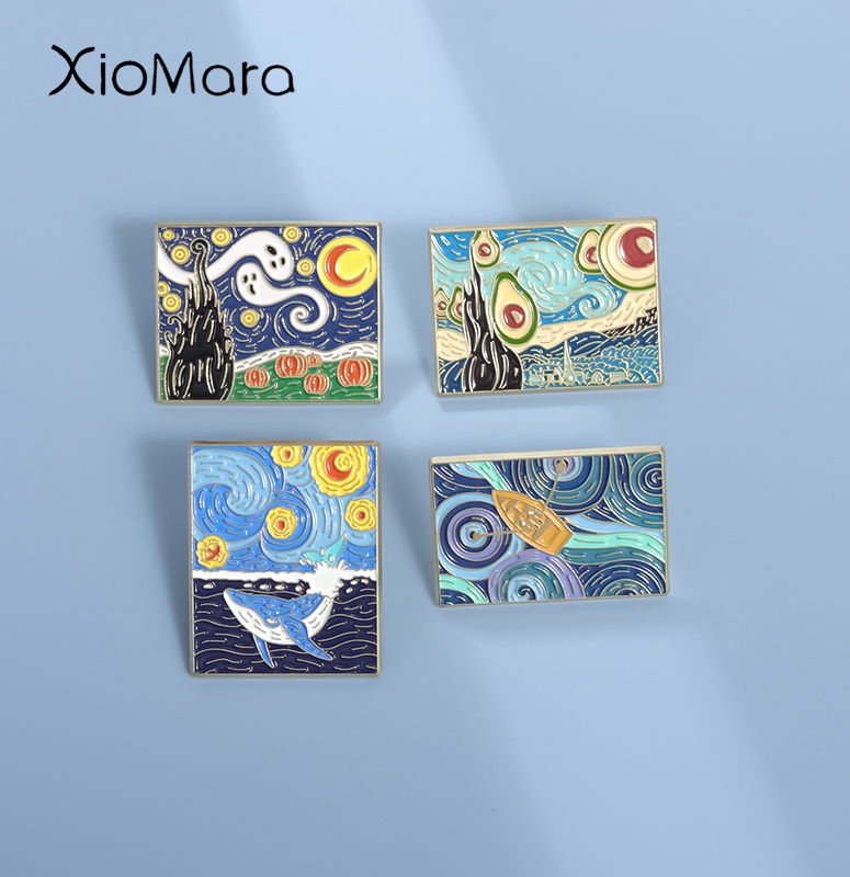 Custom Night Sky - Abstract Olieverfschilderij Emaille Spelden Custom Nachtelijke