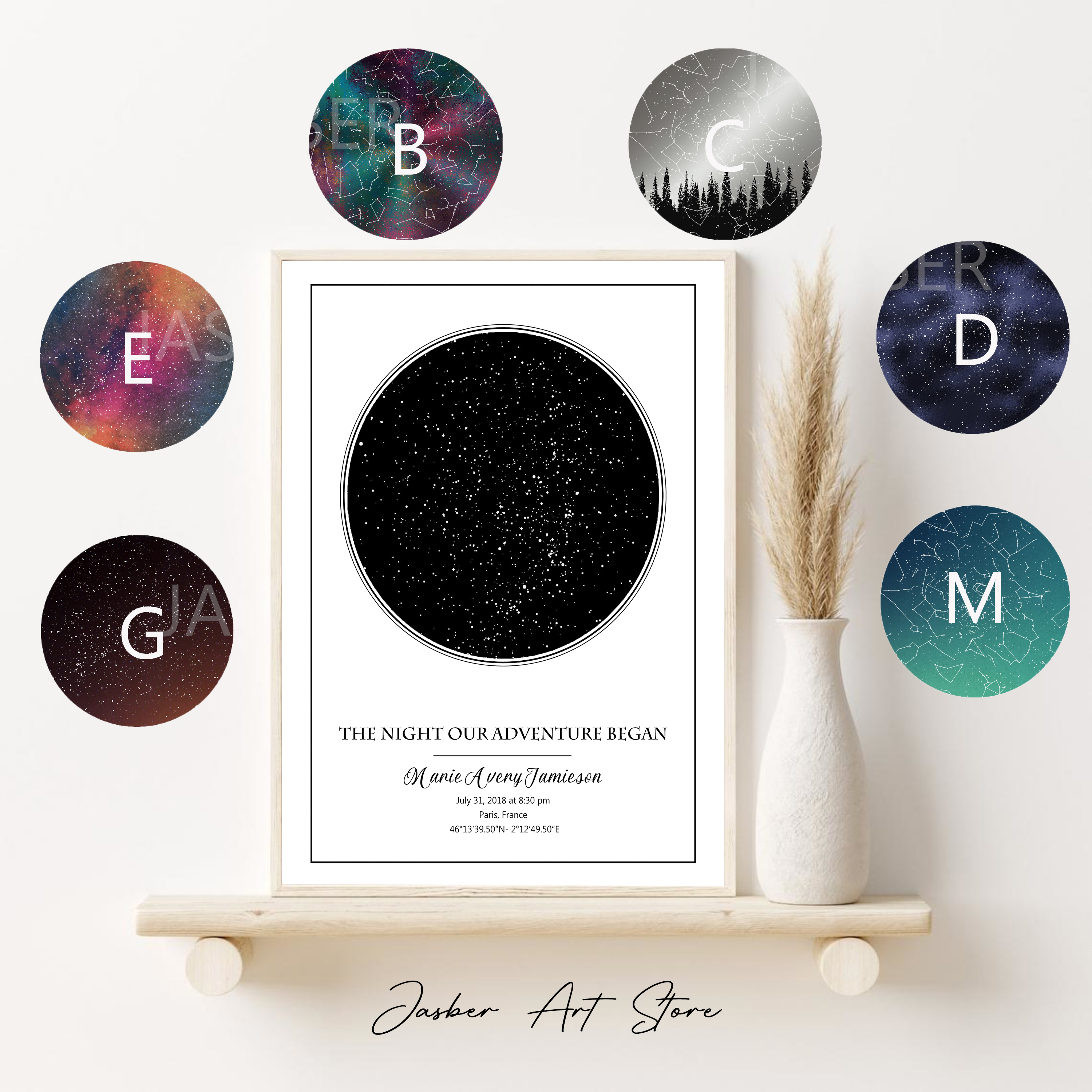 Custom Star Map - Gepersonaliseerde Star Map Poster Geboorte Huwelijk