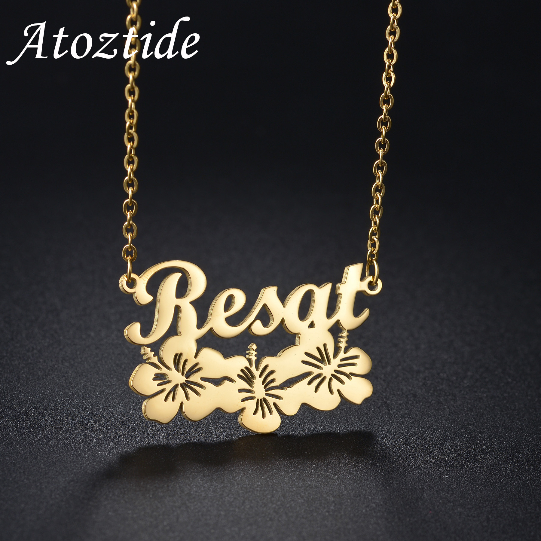 Birth Flower Necklace - Atoztide Gepersonaliseerde Custom Planten Naam Kettingen