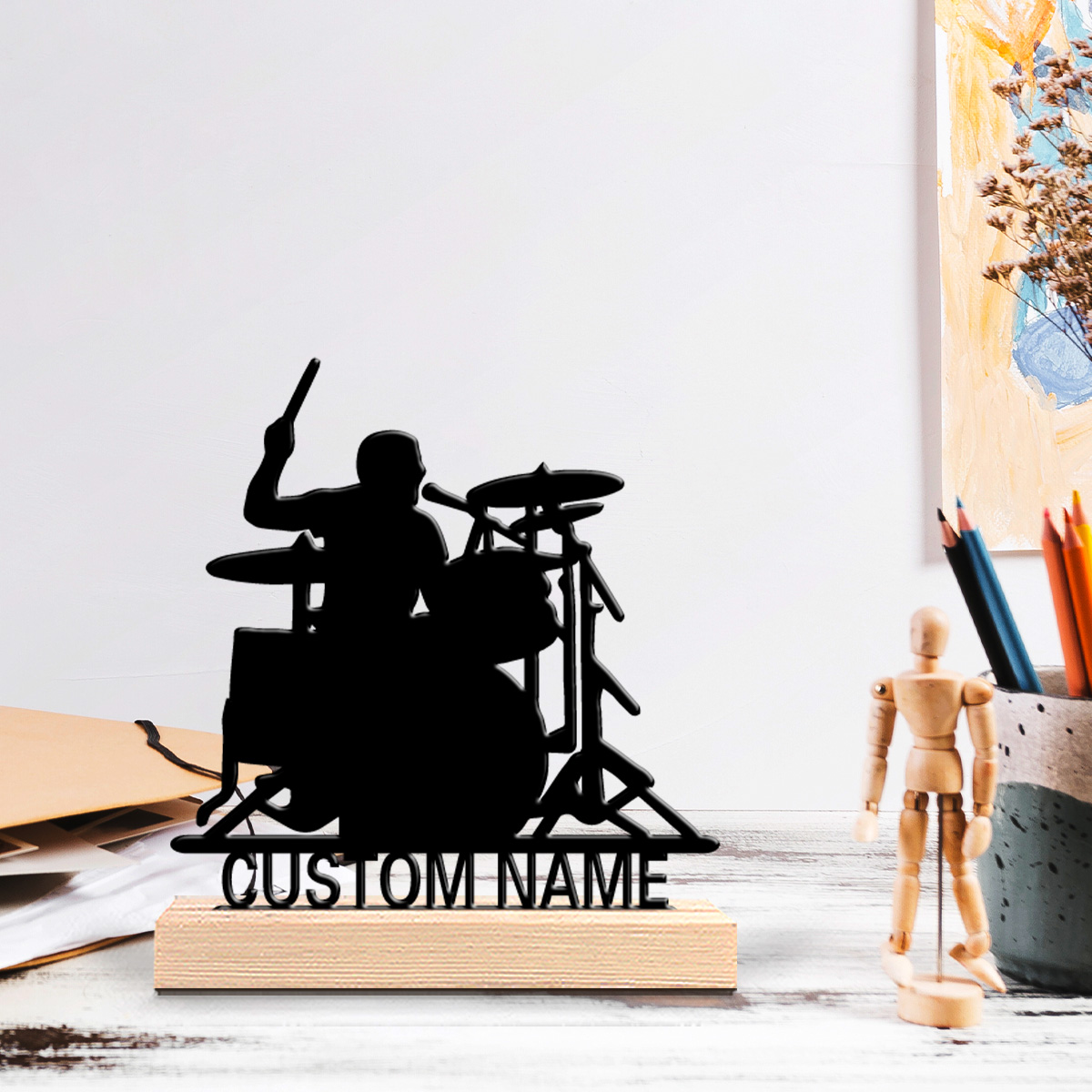 Engraved Wood Frame - 1 stuk stijlvolle gepersonaliseerde metalen drummers-