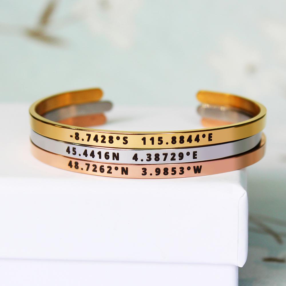 Coordinates Bracelet - 4Mm Breedte Custom Coördinaten Armband Rvs