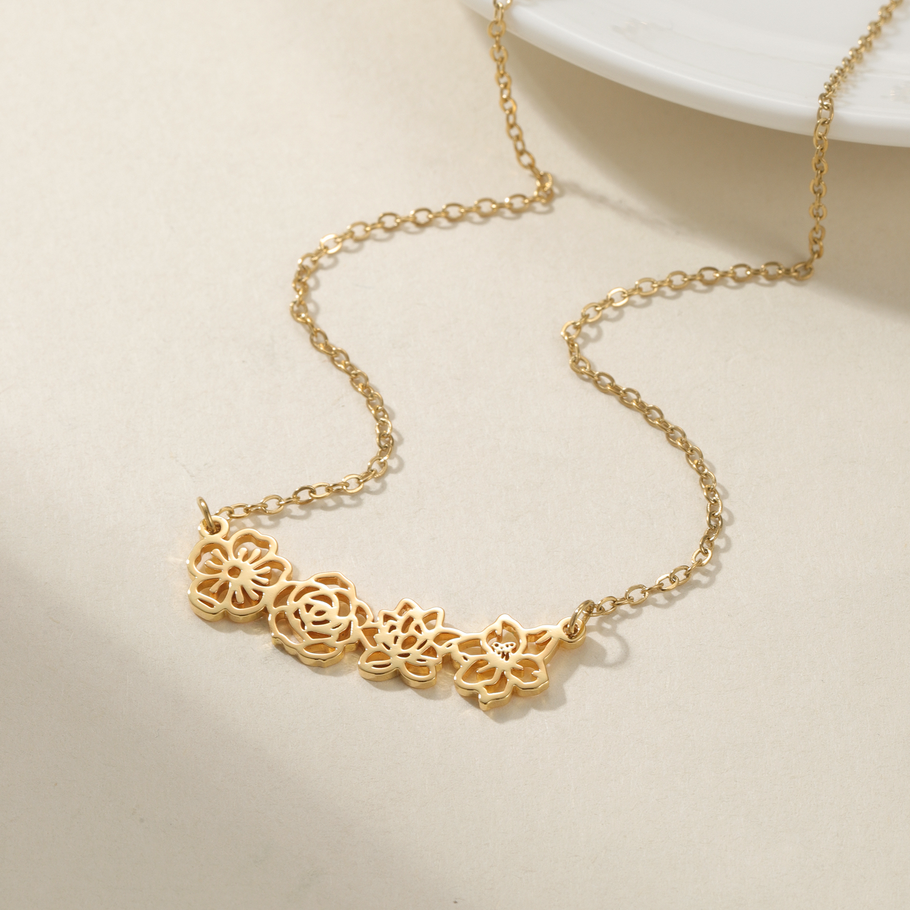 Birth Flower Necklace - Gepersonaliseerde ketting met geboortebloem, armband, modieuze