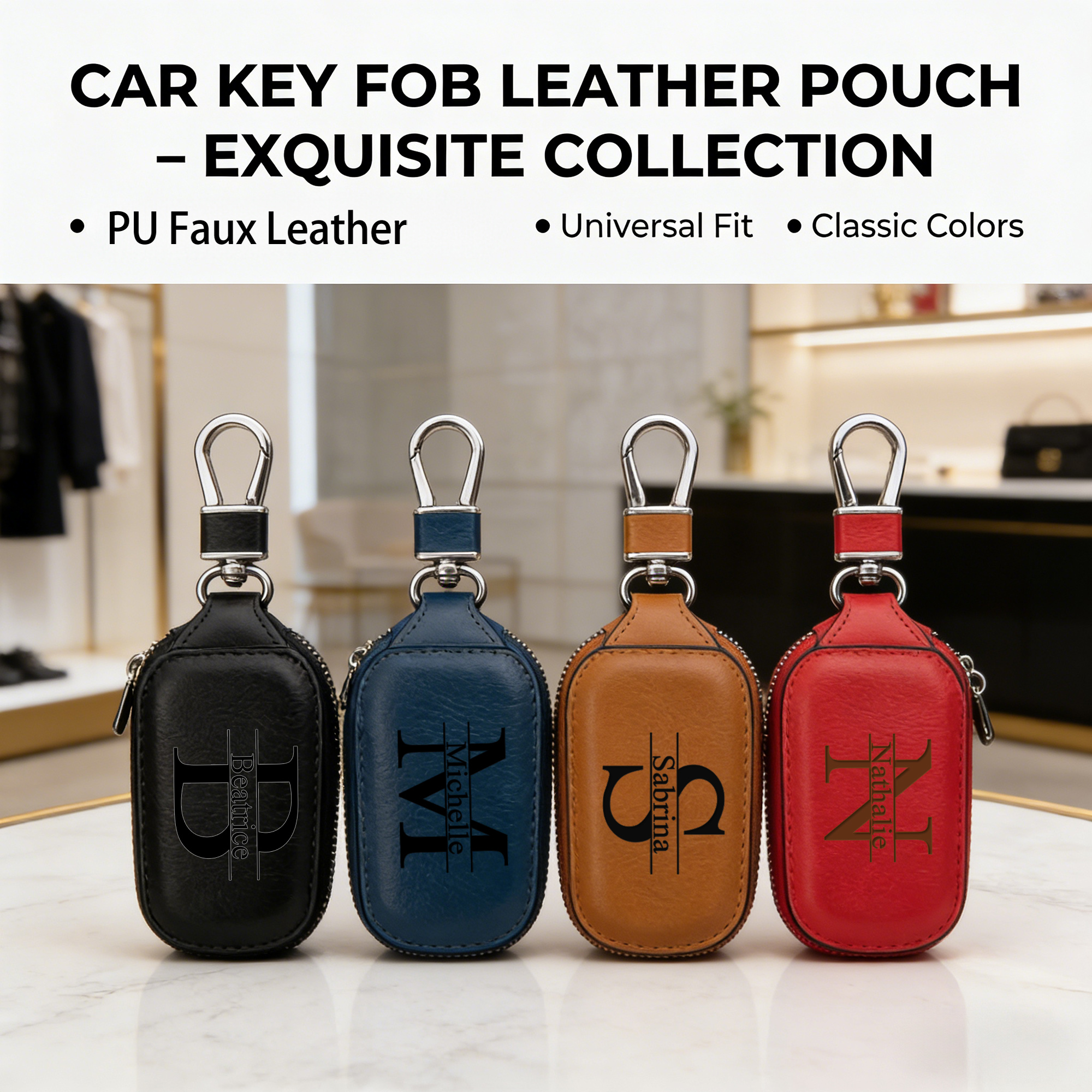 Monogram Keychain Leather - Gepersonaliseerde op maat gemaakte sleutelhanger met