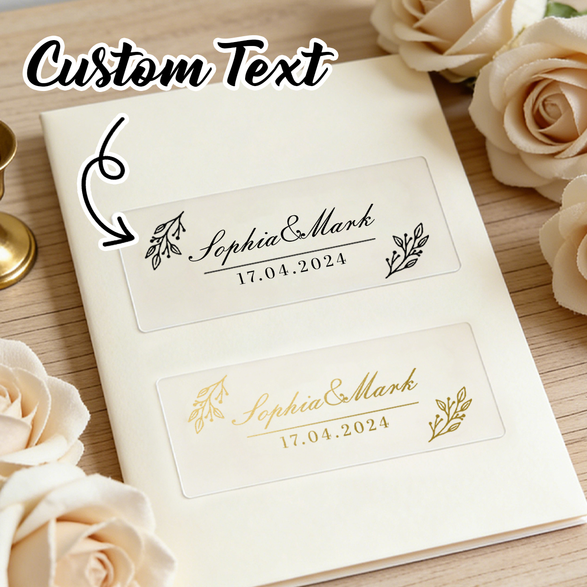 Personalised Candle Label - 30-300 stuks aangepaste bruiloftstickers, personaliseer naamlabelstickers,