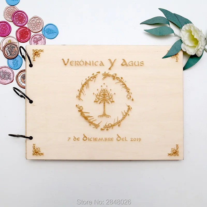 Custom Photo Book - Rustiek gepersonaliseerd gastenboek voor bruiloften, aangepast