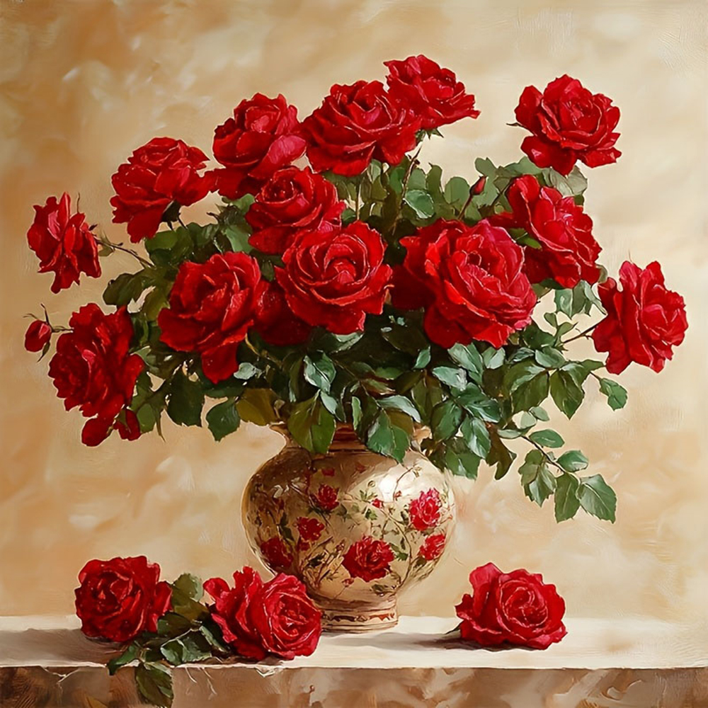 Photo Mosaic Print - Rose Diamond schilderij volledige vierkante ronde