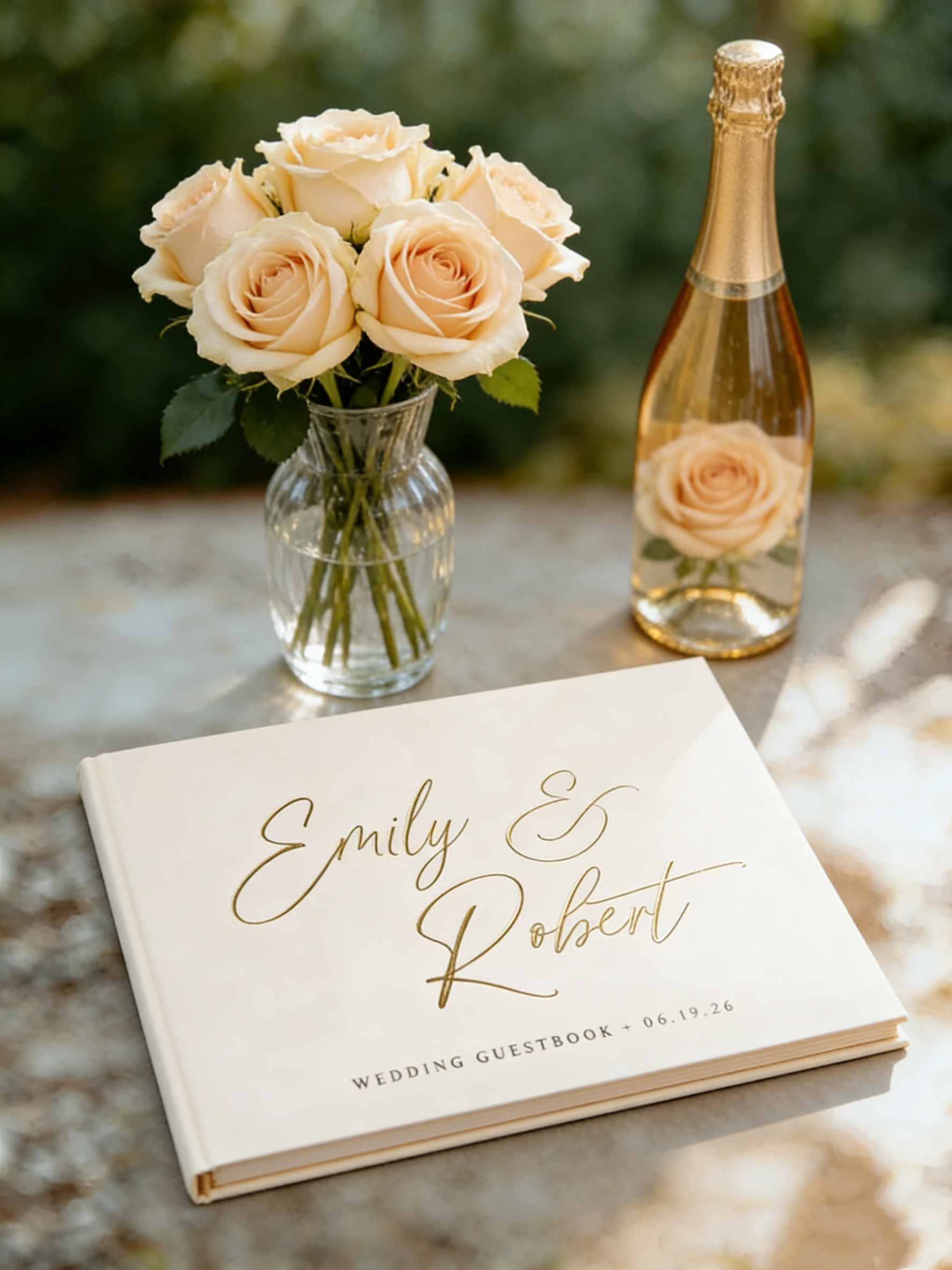Custom Photo Book - Gepersonaliseerd huwelijksgastenboek Minimalistisch hardcover elegant fotoalbum