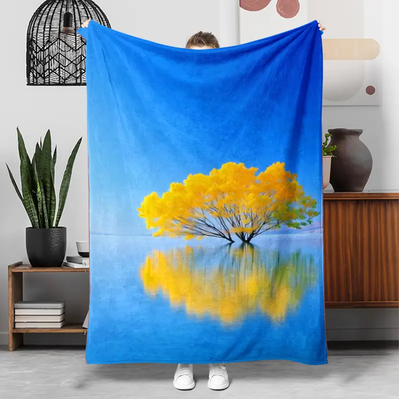 Family Tree Print - Ginkgo Tree geïnspireerd patroon flanellen deken