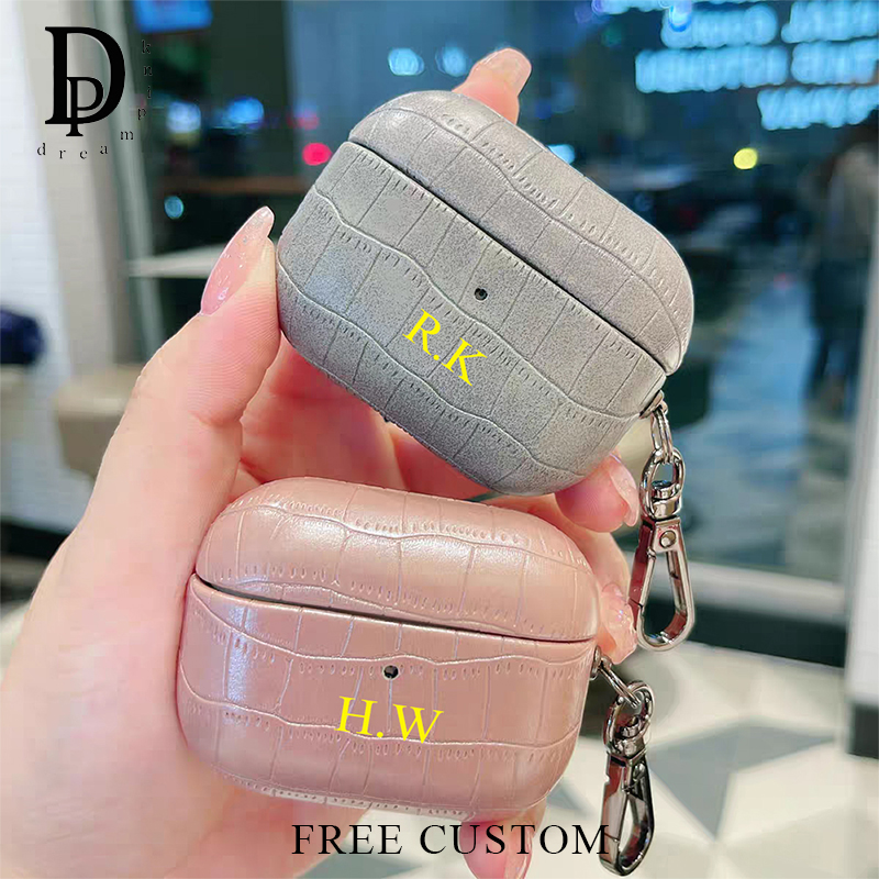 Monogram Keychain Leather - Aangepaste naam krokodillenleer Eaphone Case Luxe