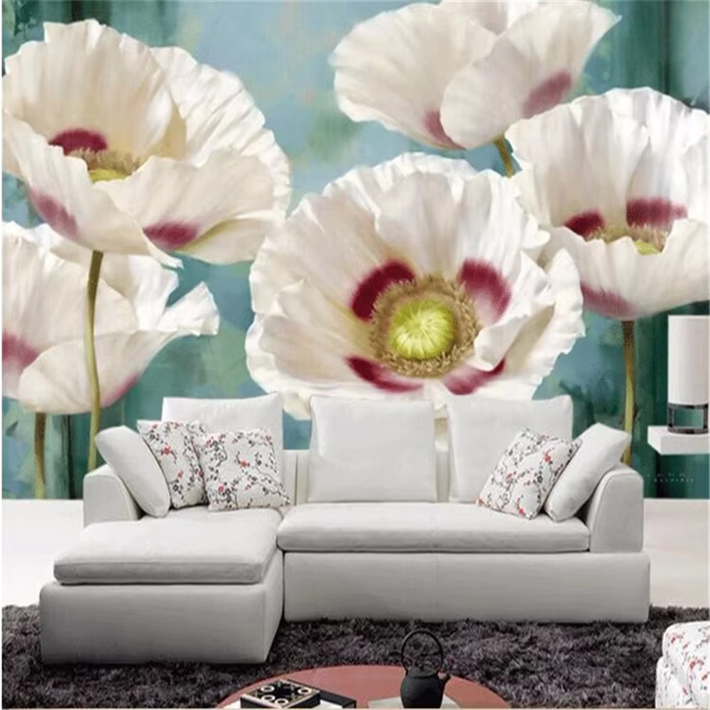 Custom Night Sky - aangepaste witte bloemen behang stereoscopische televisie