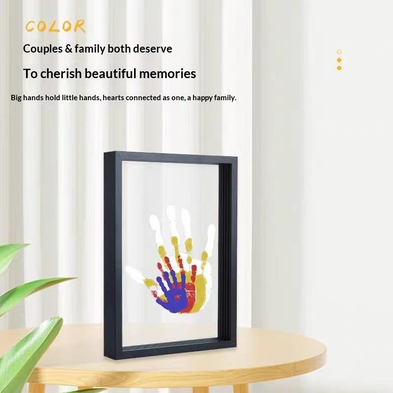 Engraved Wood Frame - Nieuw-1Set Familie Handafdruk Fotolijst DIY Houten
