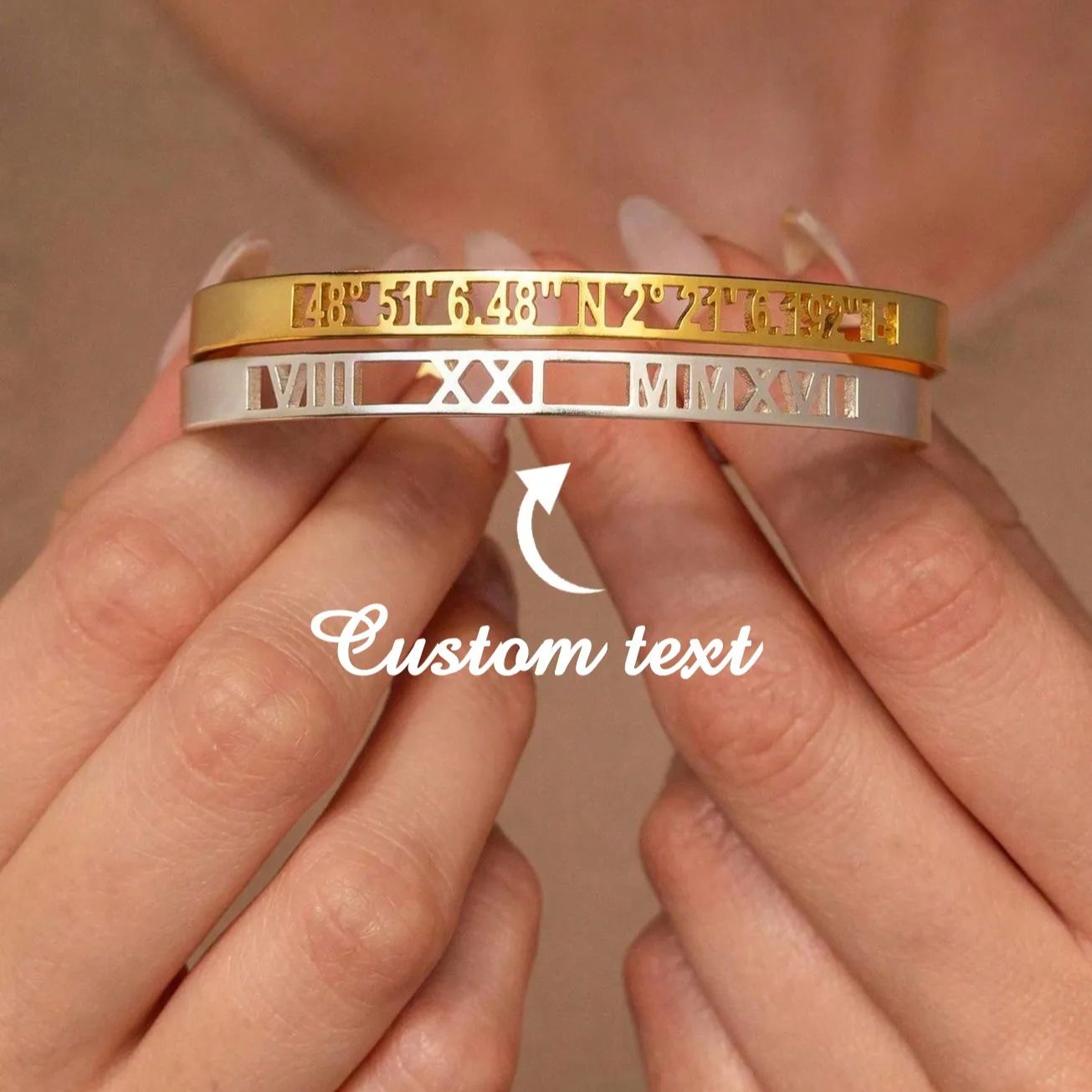 Coordinates Bracelet - Aangepaste datum coördinaat Romeinse cijfers armbanden