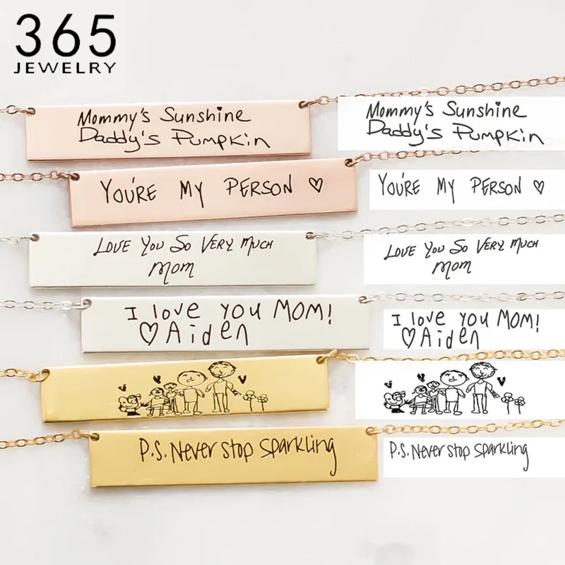 Handwriting Necklace Bar - Custom Handschrift Naam Bar Hanger Ketting