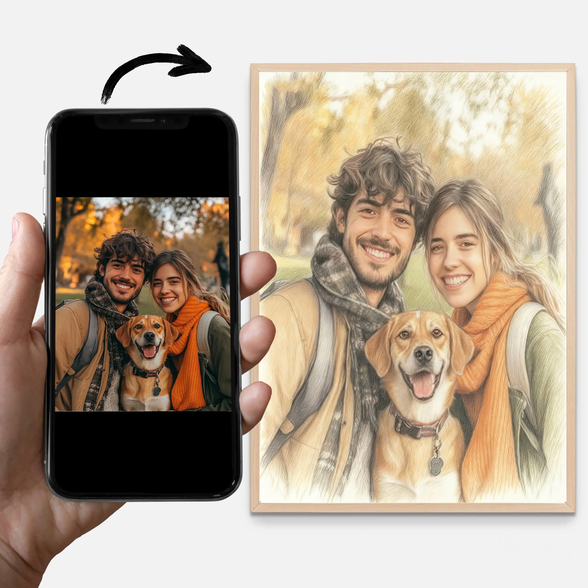 Pet Portrait Custom - Gepersonaliseerde aangepaste kleurpotloodstijl canvas afdrukken poster
