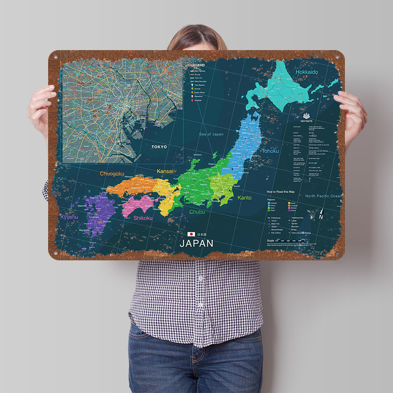 Custom Map Poster - Kaart van Japan en Tokio Poster