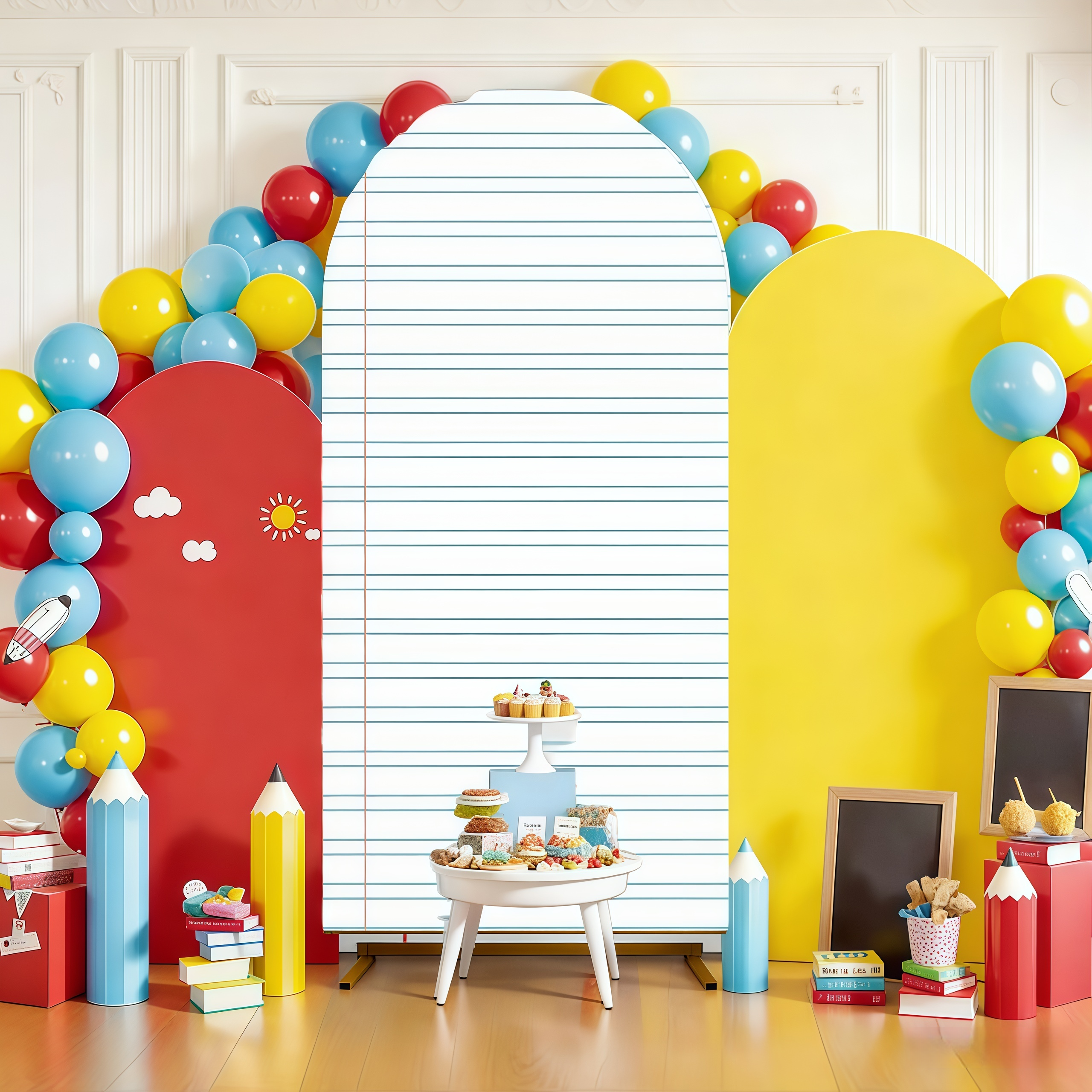 Custom Photo Book - Huiswerkboek Boog Achtergrond Cover Terug naar
