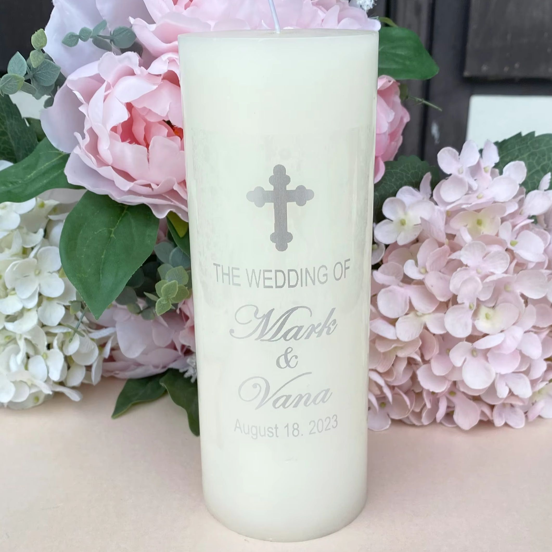 Personalised Candle Label - Zilveren gepersonaliseerde kaarsversieringen Stickers Christelijke bruiloft
