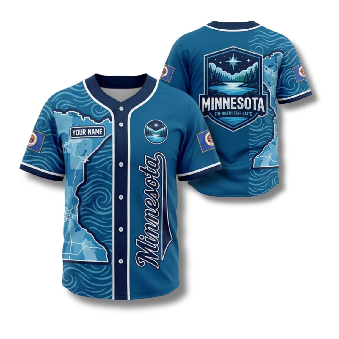 Custom Star Map - Aangepaste Minnesota Baseball Jersey North Star