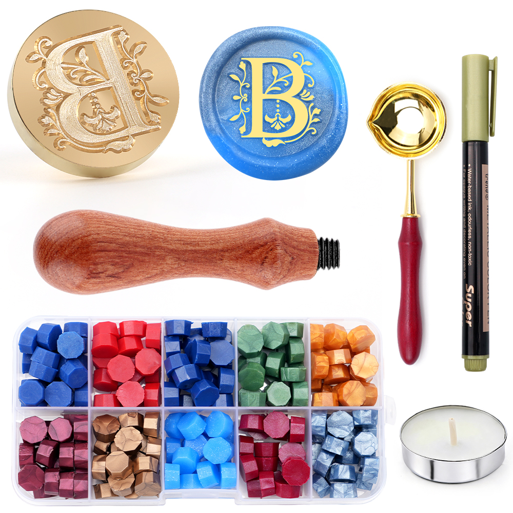 Wax Seal Letter Kit - A-Z letter waszegelstempelset met 200 waszegelkralen,