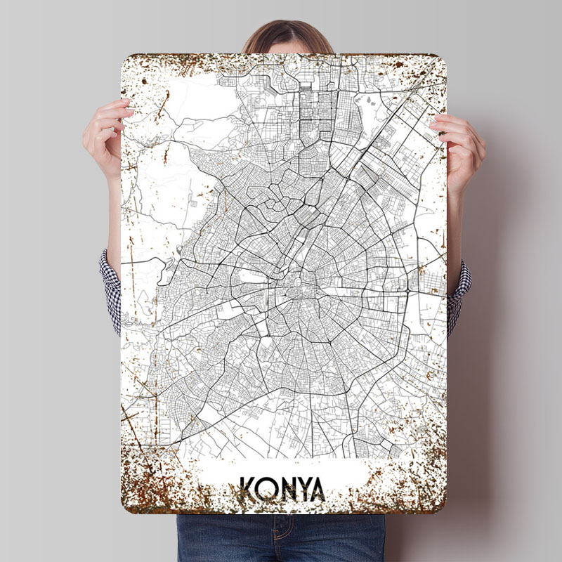 Custom Map Poster - Konya stadskaart blik teken kaart poster