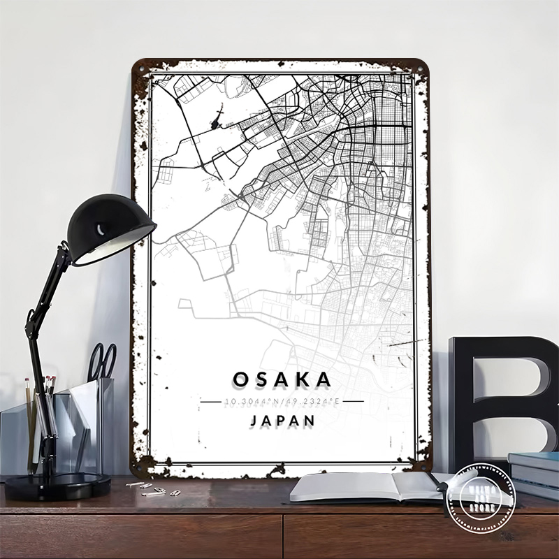 Osaka kaart 3D textuur gedrukt - Custom Map Poster recensie en prijs