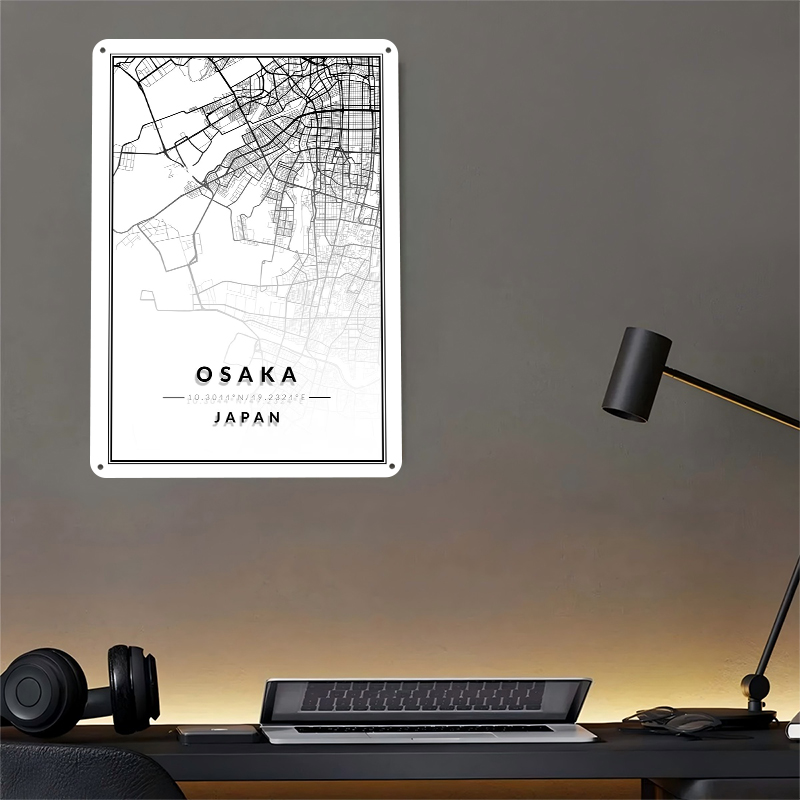 Osaka kaart 3D textuur gedrukt - Custom Map Poster recensie en prijs