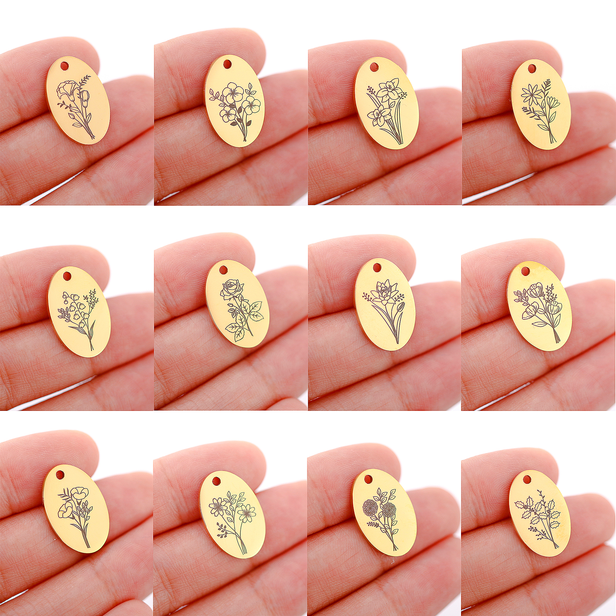 5 Stuks Ovale Geboorte Maand B - Birth Flower Necklace recensie en prijs