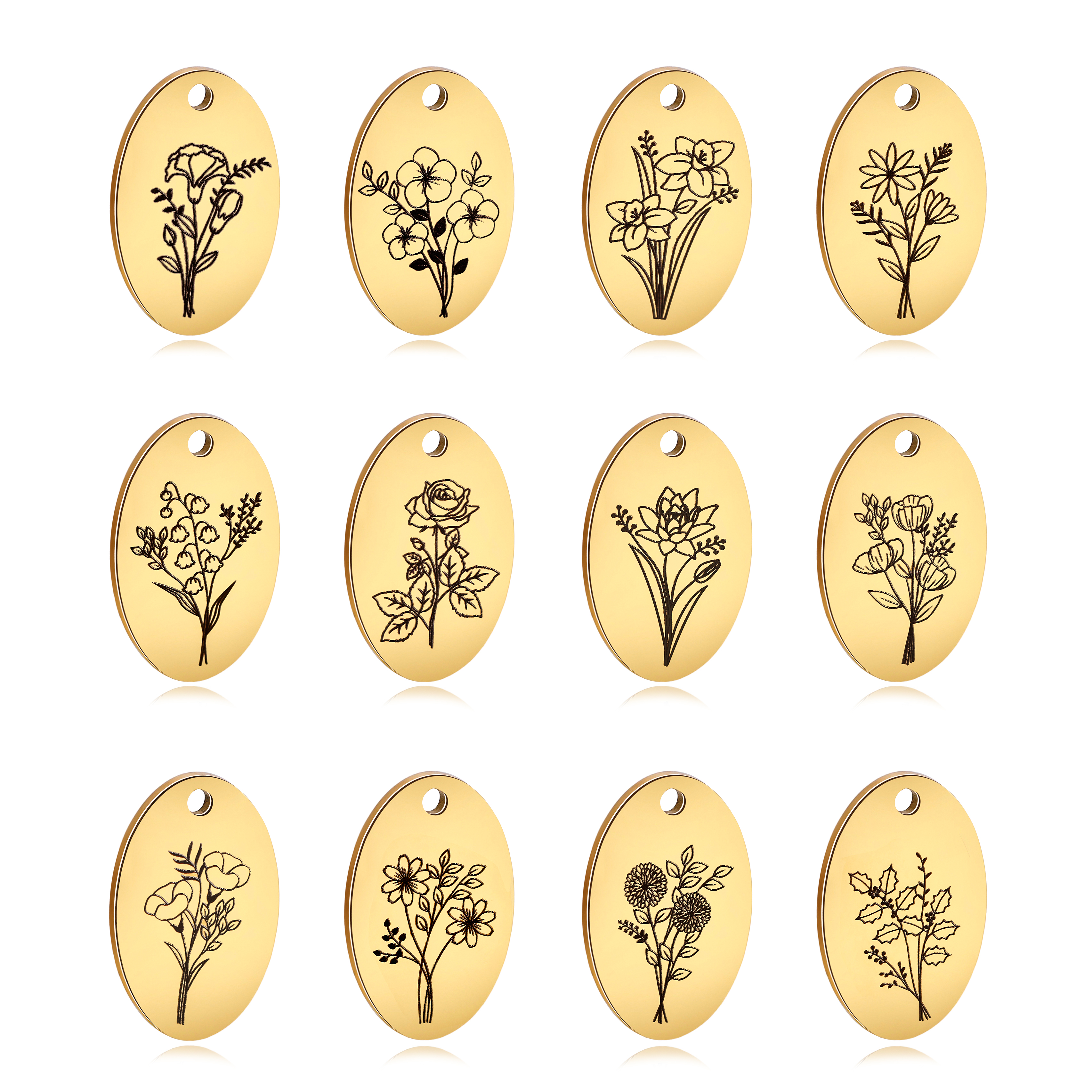 5 Stuks Ovale Geboorte Maand B - Birth Flower Necklace recensie en prijs