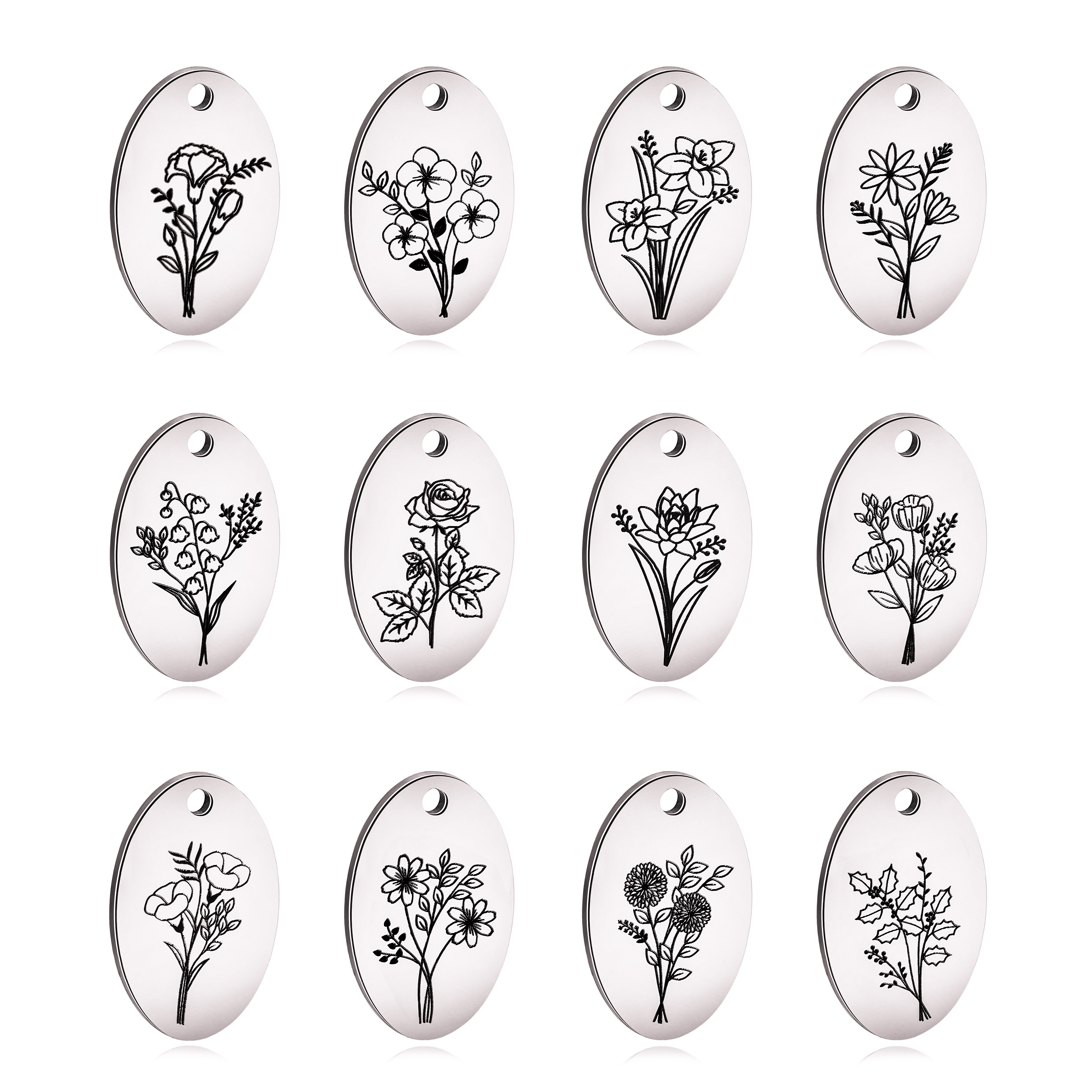 5 Stuks Ovale Geboorte Maand B - Birth Flower Necklace recensie en prijs