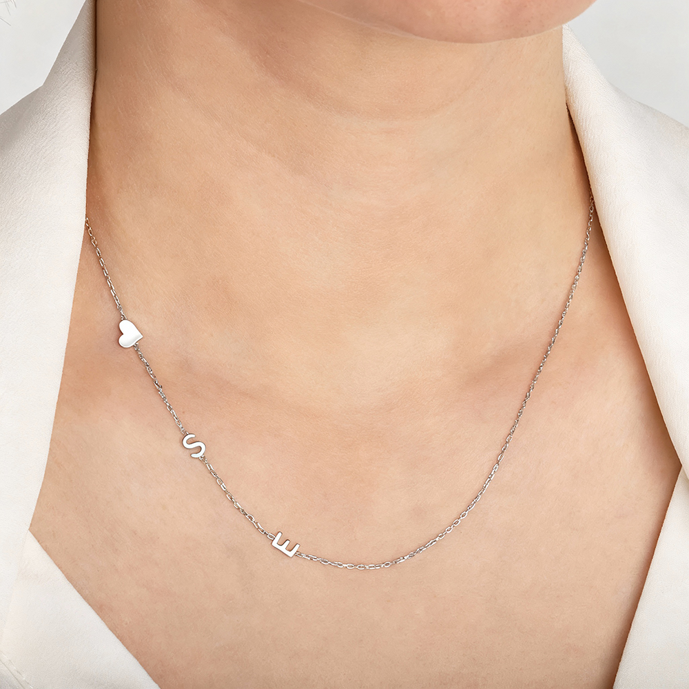 Aangepaste hart zijwaartse let - Name Necklace Custom recensie en prijs