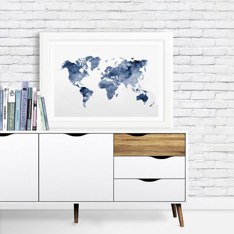 Blue World Map Print Navy Kaar - Custom Star Map recensie en prijs