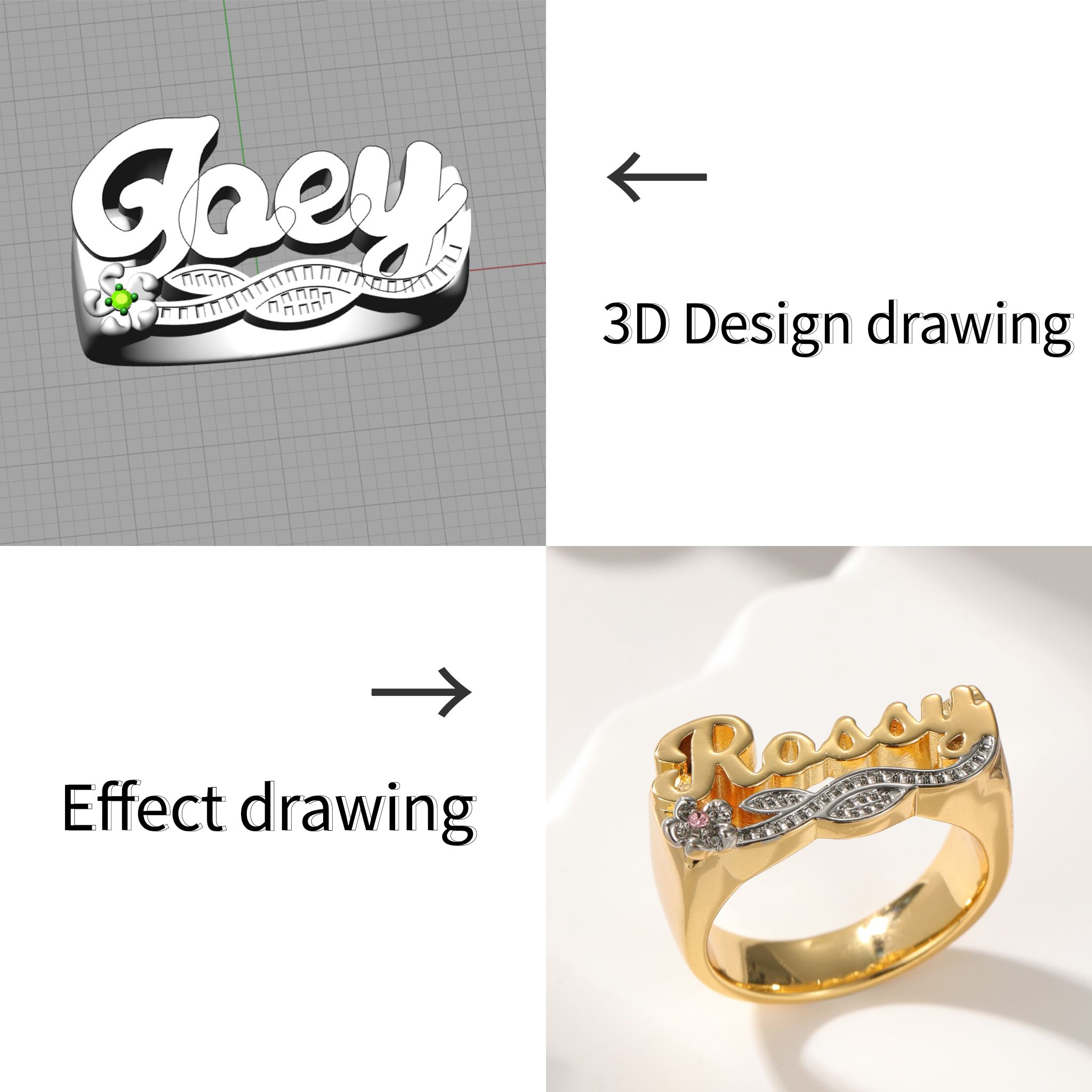 3D Naam Ring Aangepaste Diaman - Initial Ring Custom recensie en prijs