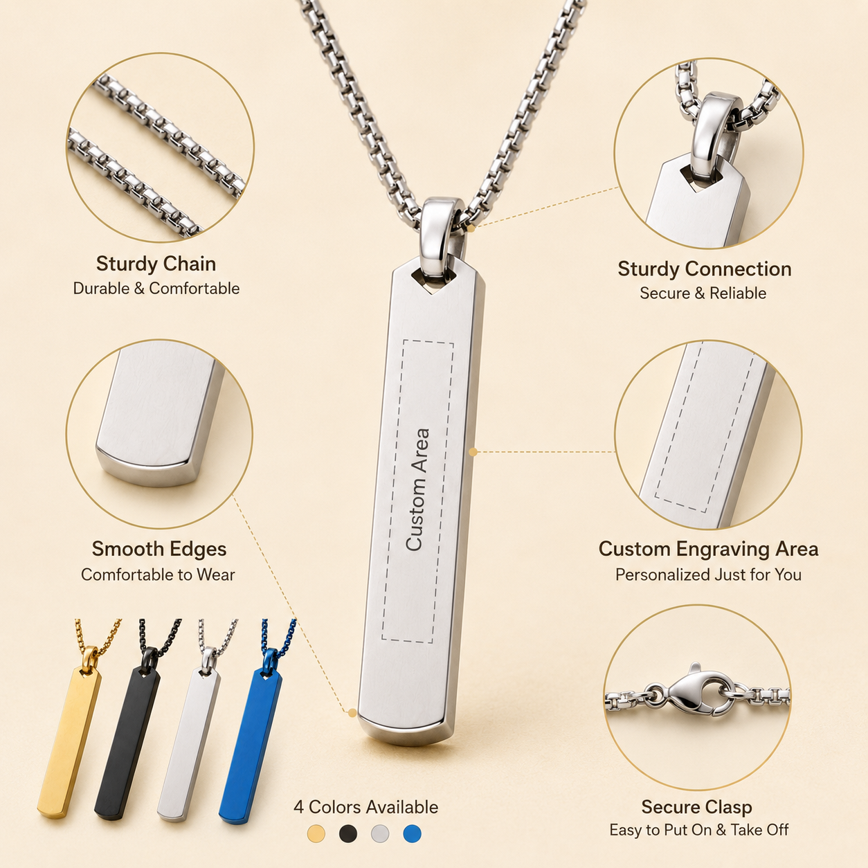 Aangepaste lange staafvormige  - Name Necklace Custom recensie en prijs