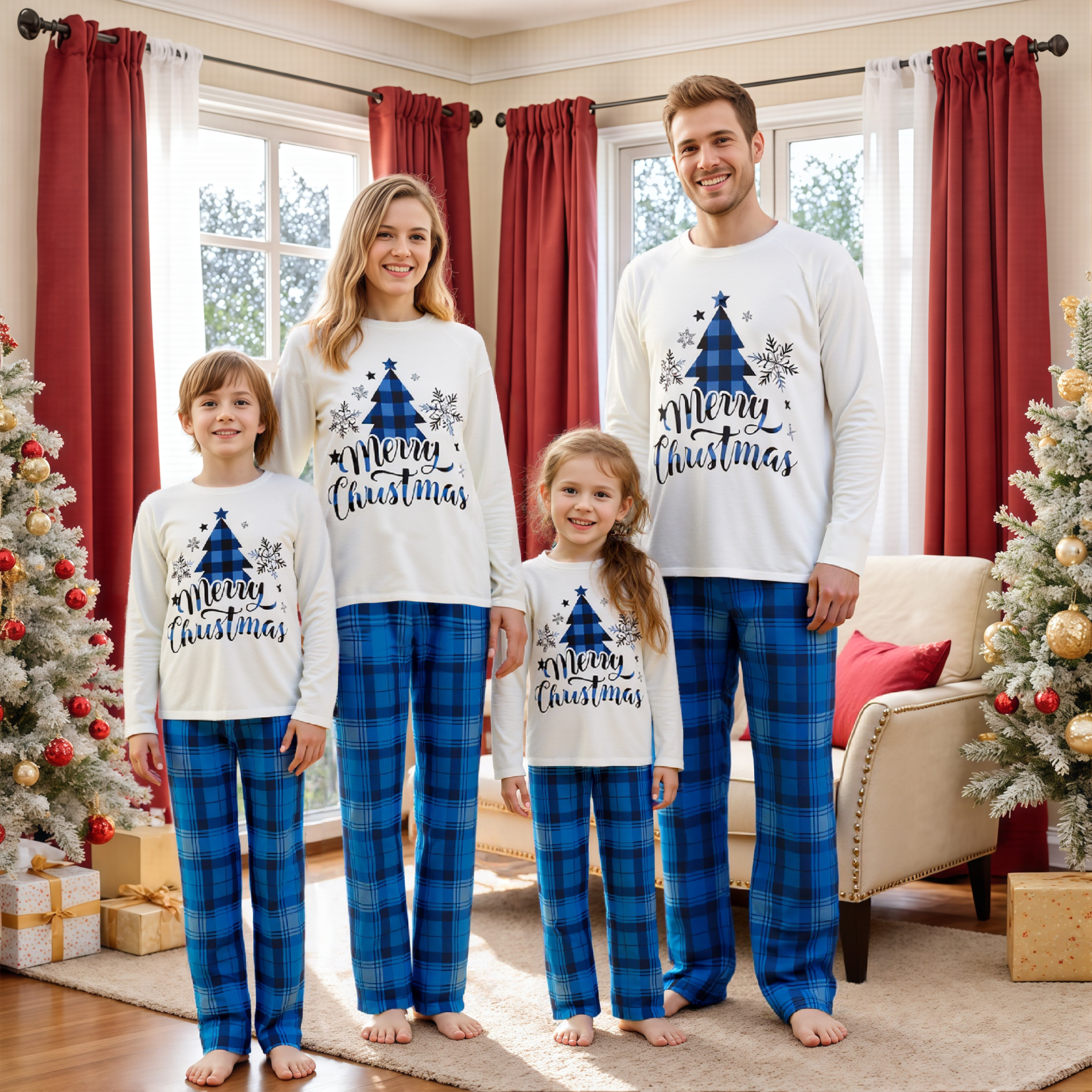 Bijpassende kerstpyjama's voor - Family Tree Print recensie en prijs