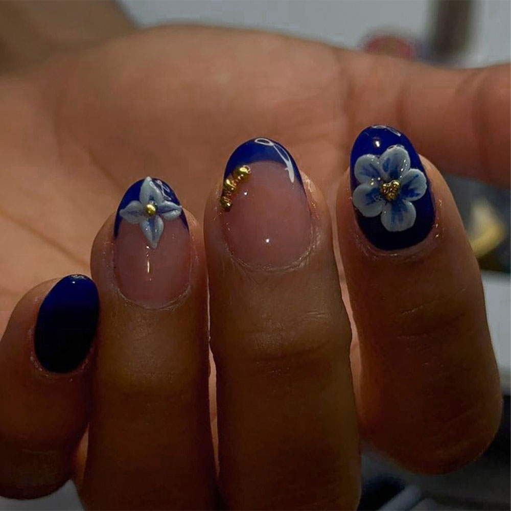24 stuks korte ovale 3D gel na - Pressed Flower Art recensie en prijs