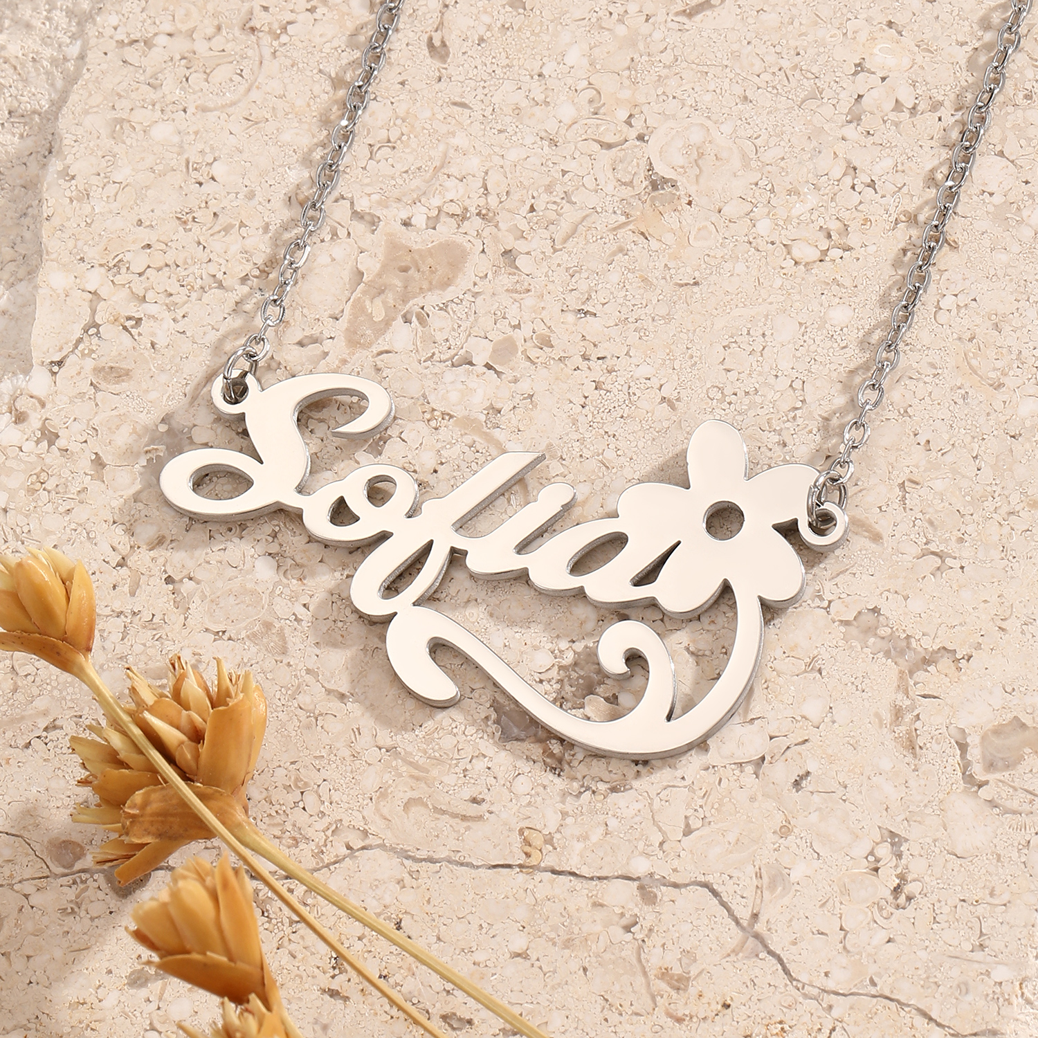 Roestvrijstalen Bloem Letter H - Name Necklace Custom recensie en prijs